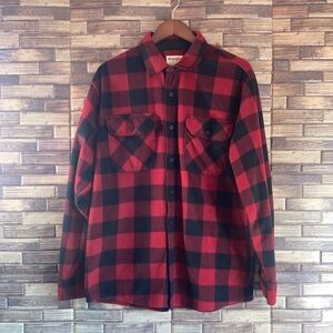 Wrangler Men Button up Shirt Fleece Shacket Size Large Buffalo Plaid Work
